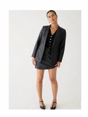 J. Crew Willa Faux Leather Blazer Black